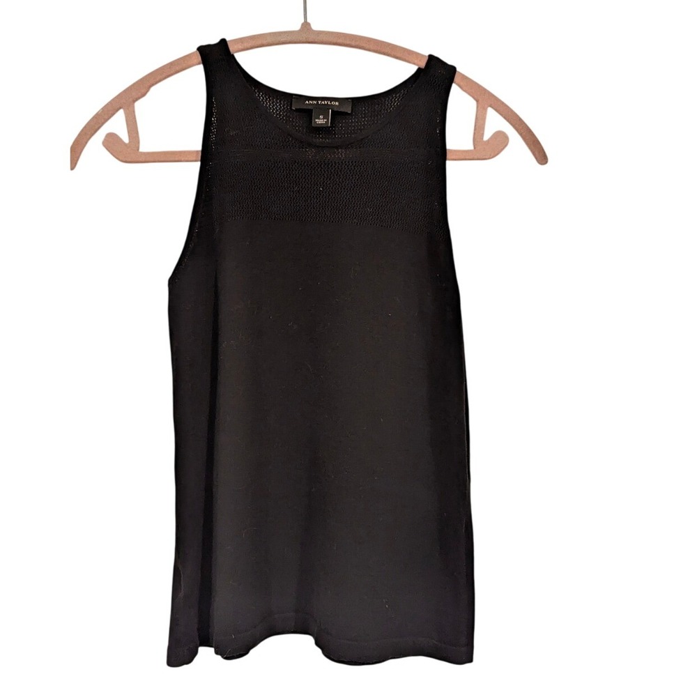 Ann‎ Taylor Knit Tank Top Sleeveless Black Casual Layering Top Size S